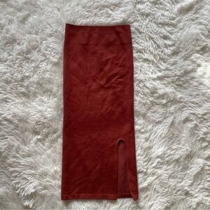 Fabletics midi skirt ribbed seamless rust body con pencil